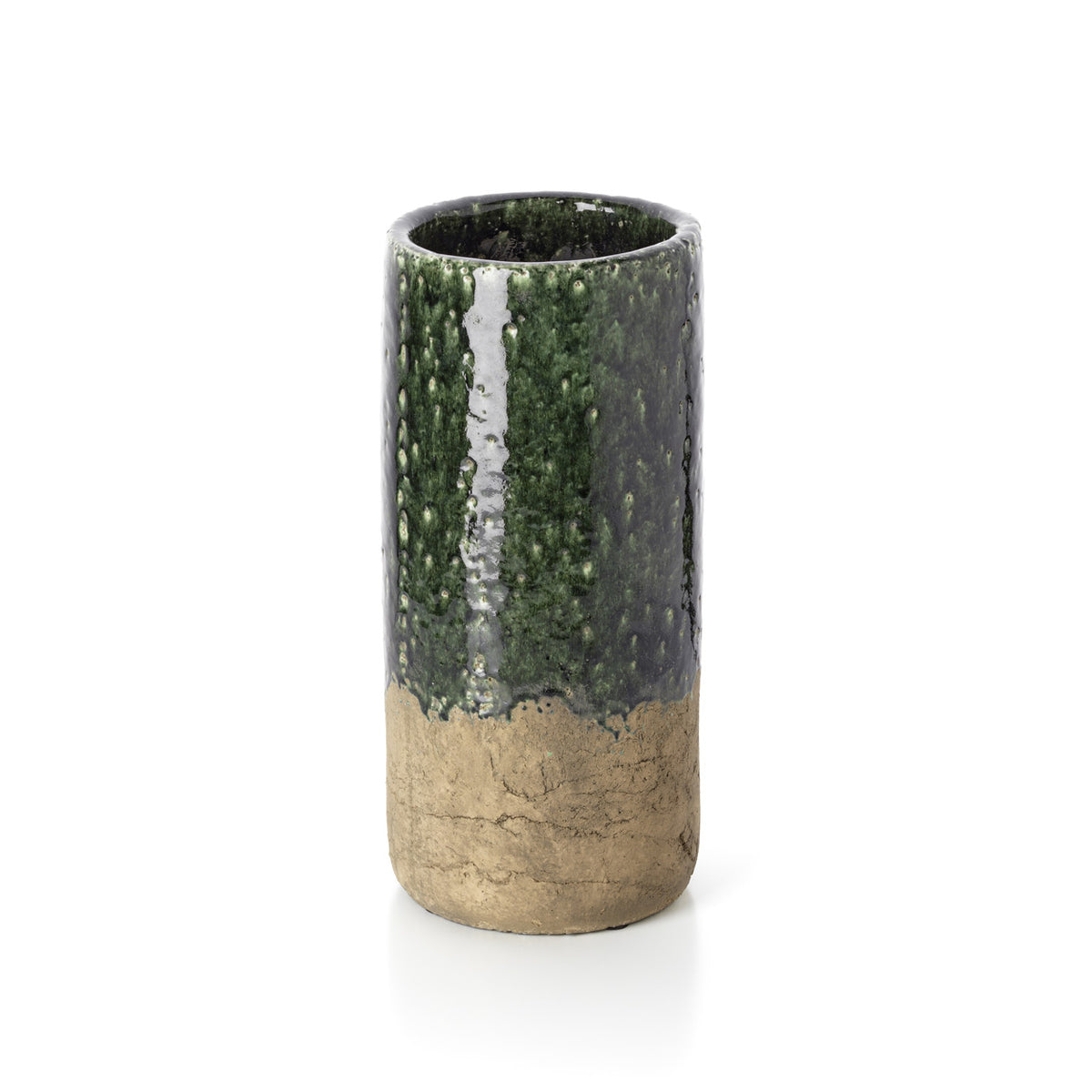 Vase cylindrique en grès – Vert – Modèle L