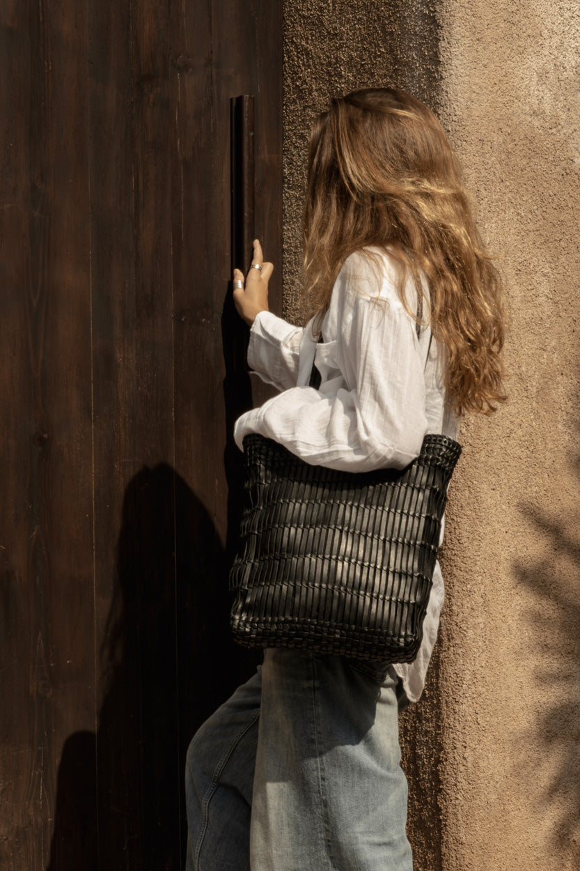 Grand sac cabas Haute en cuir - Noir - 36 cm