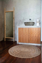Tapis rond en fibres naturelles