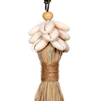 Porte-clés raphia et cauris - Naturel - 20 cm