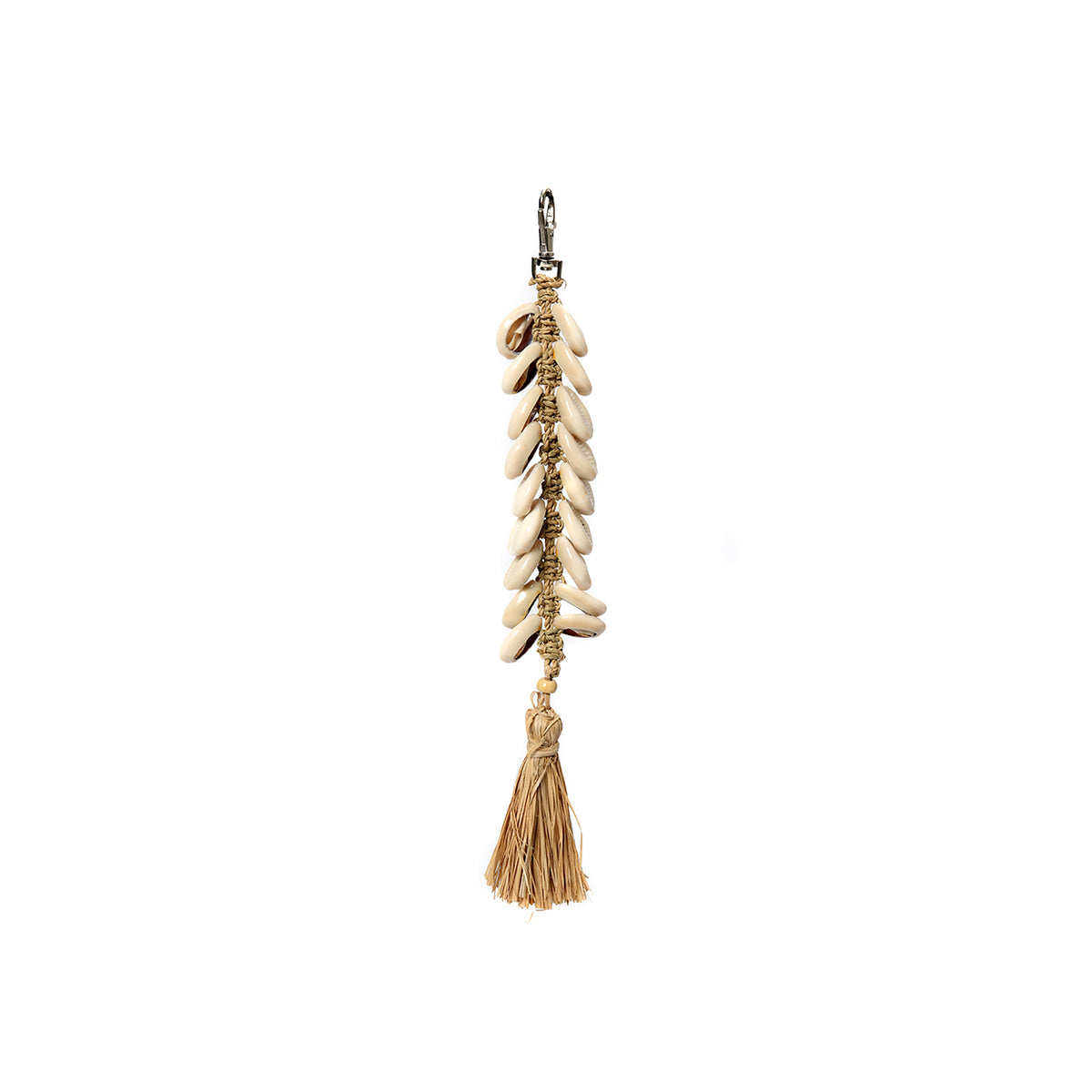 Porte-clés raphia arête de poisson - Blanc naturel - 33 cm