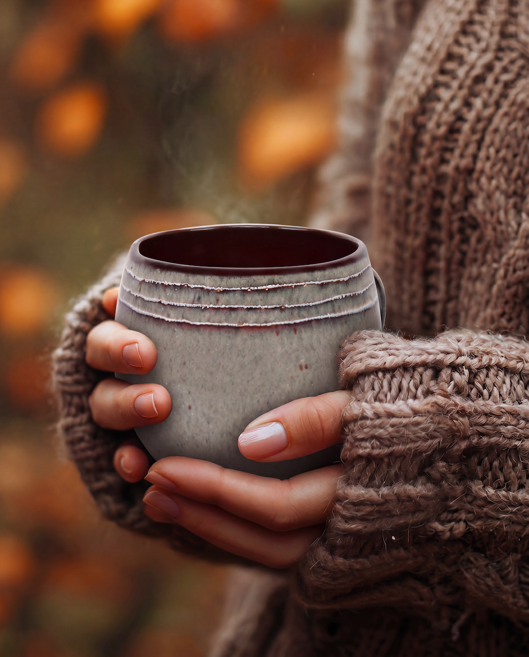 Mug Comporta - Vert et brun - Taille L (H 10 cm)