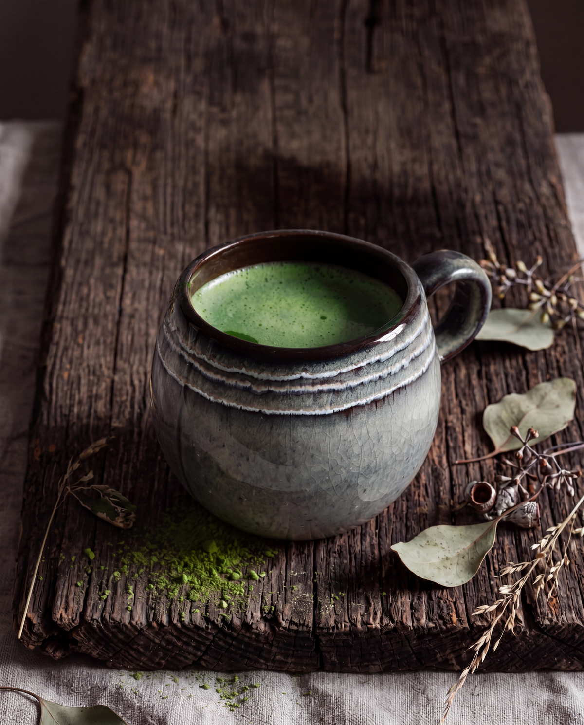 Mug Comporta - Vert et brun - Taille L (H 10 cm)