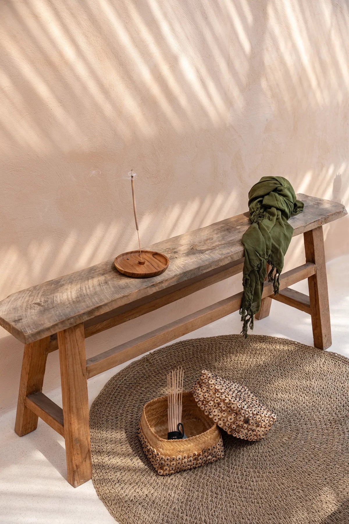 Tapis rond en fibres naturelles