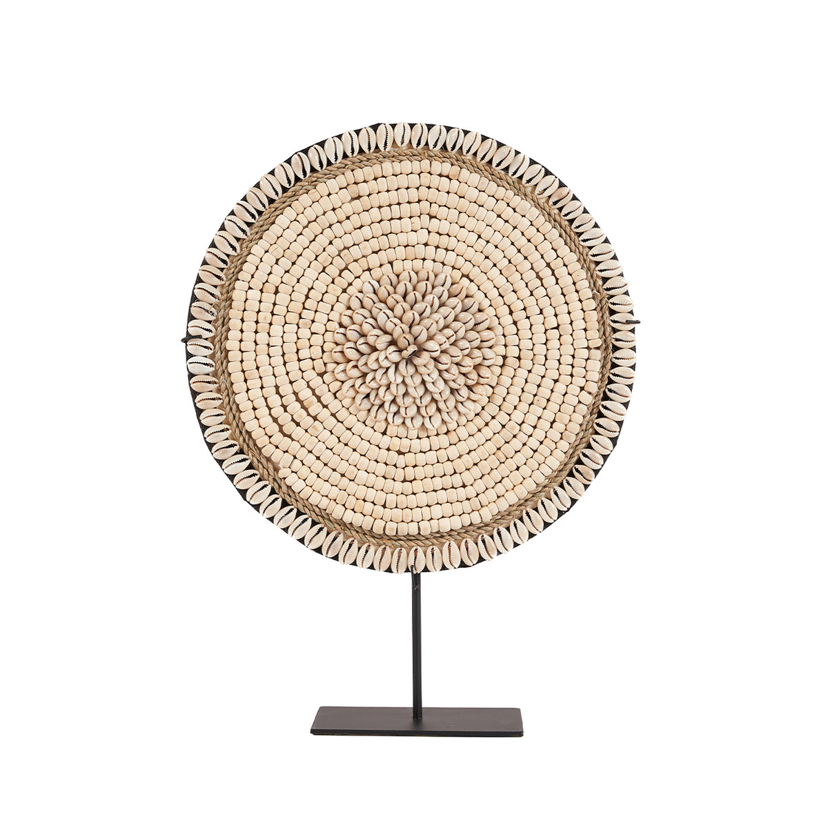 Décoration en coquillages sur socle – Blanc naturel