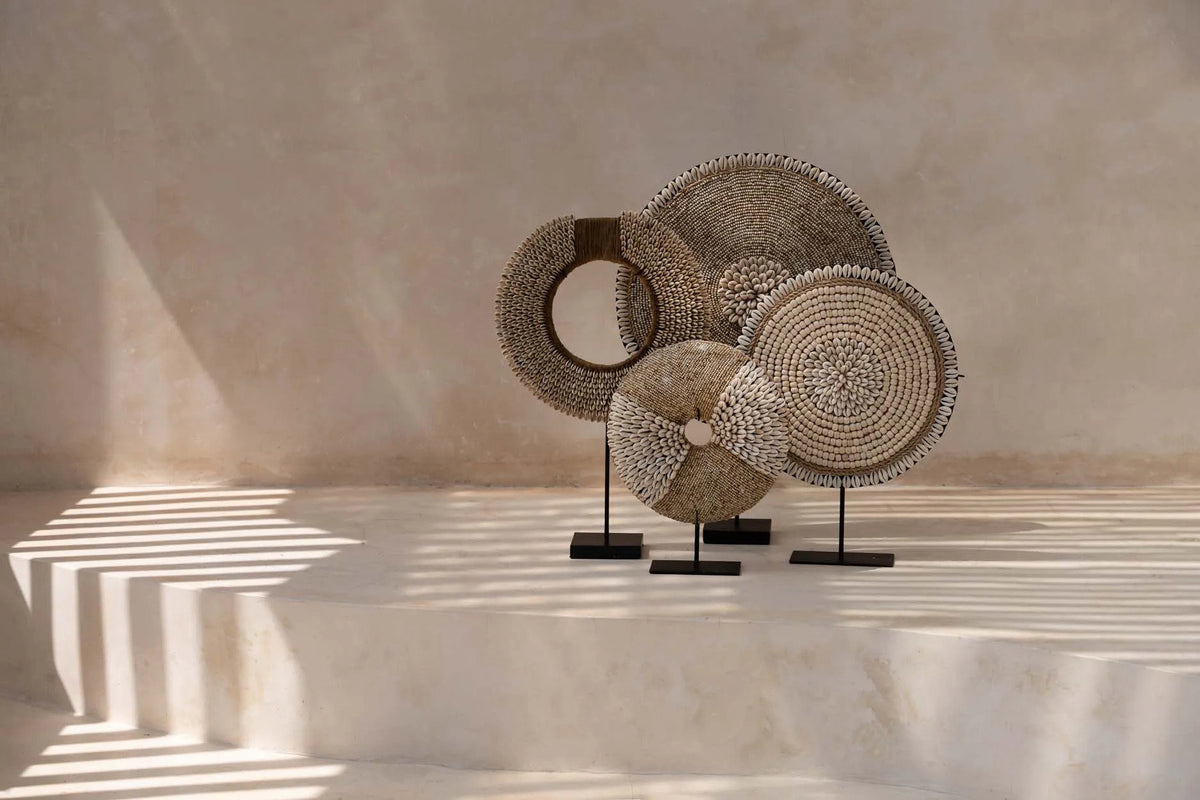 Décoration en coquillages sur socle – Naturel
