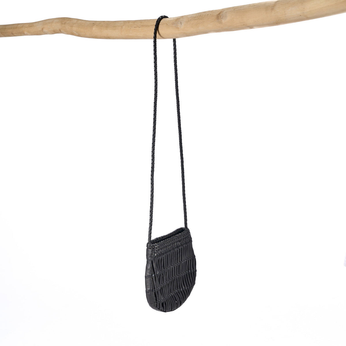 Sac bandoulière Sling en cuir - Noir - 20 cm