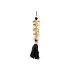 Porte-clés macramé arête de poisson coquillages - Noir - 25 cm