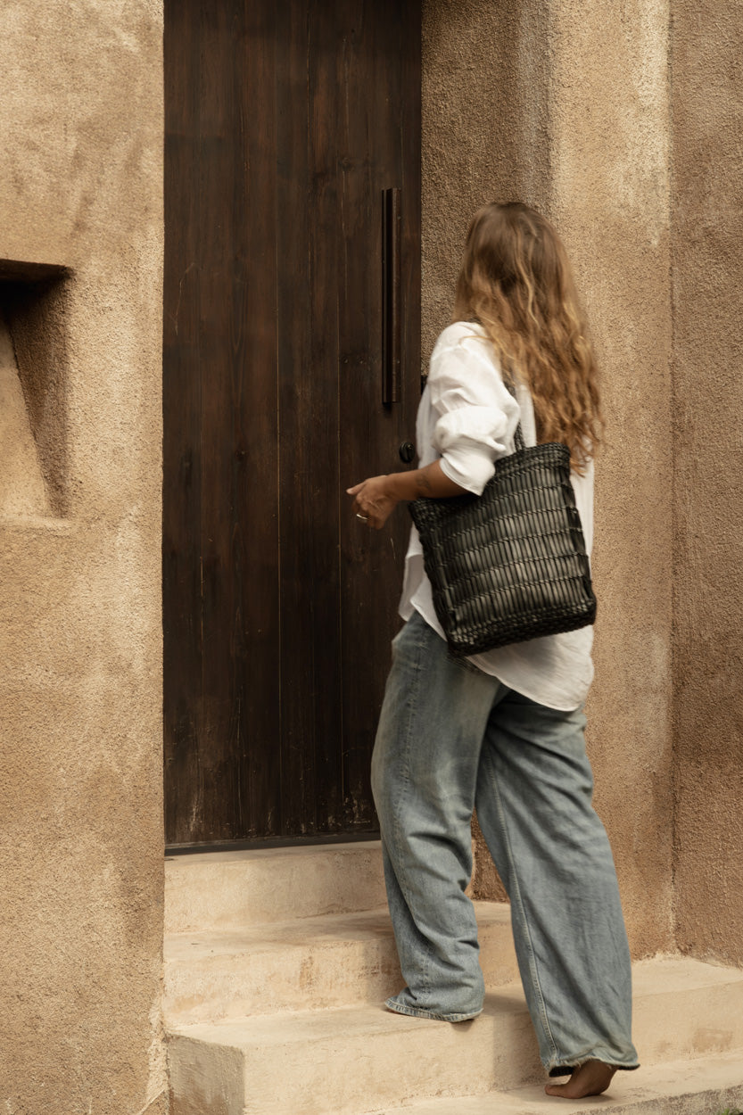 Grand sac cabas Haute en cuir - Noir - 36 cm