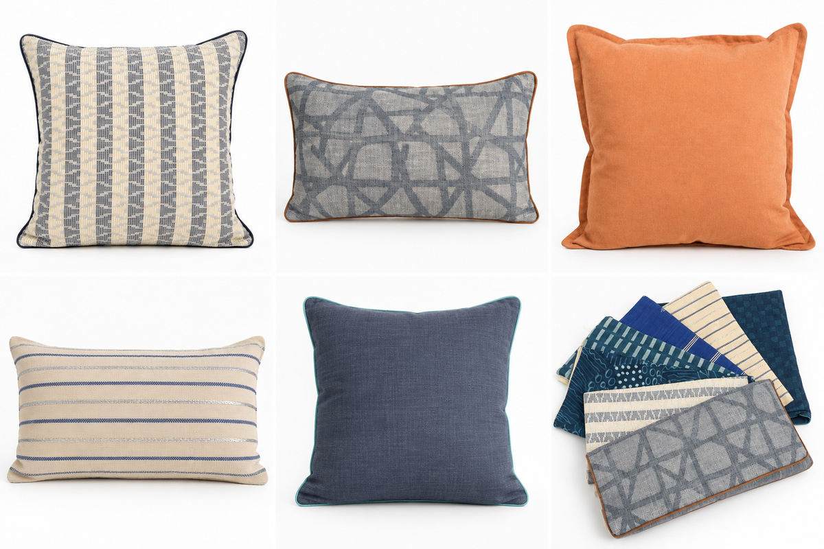 Housse de coussin en pagne tissé - Collection Blue
