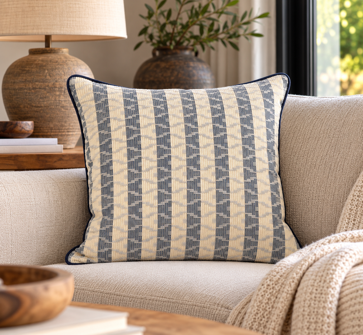 Housse de coussin en pagne tissé - Collection Blue