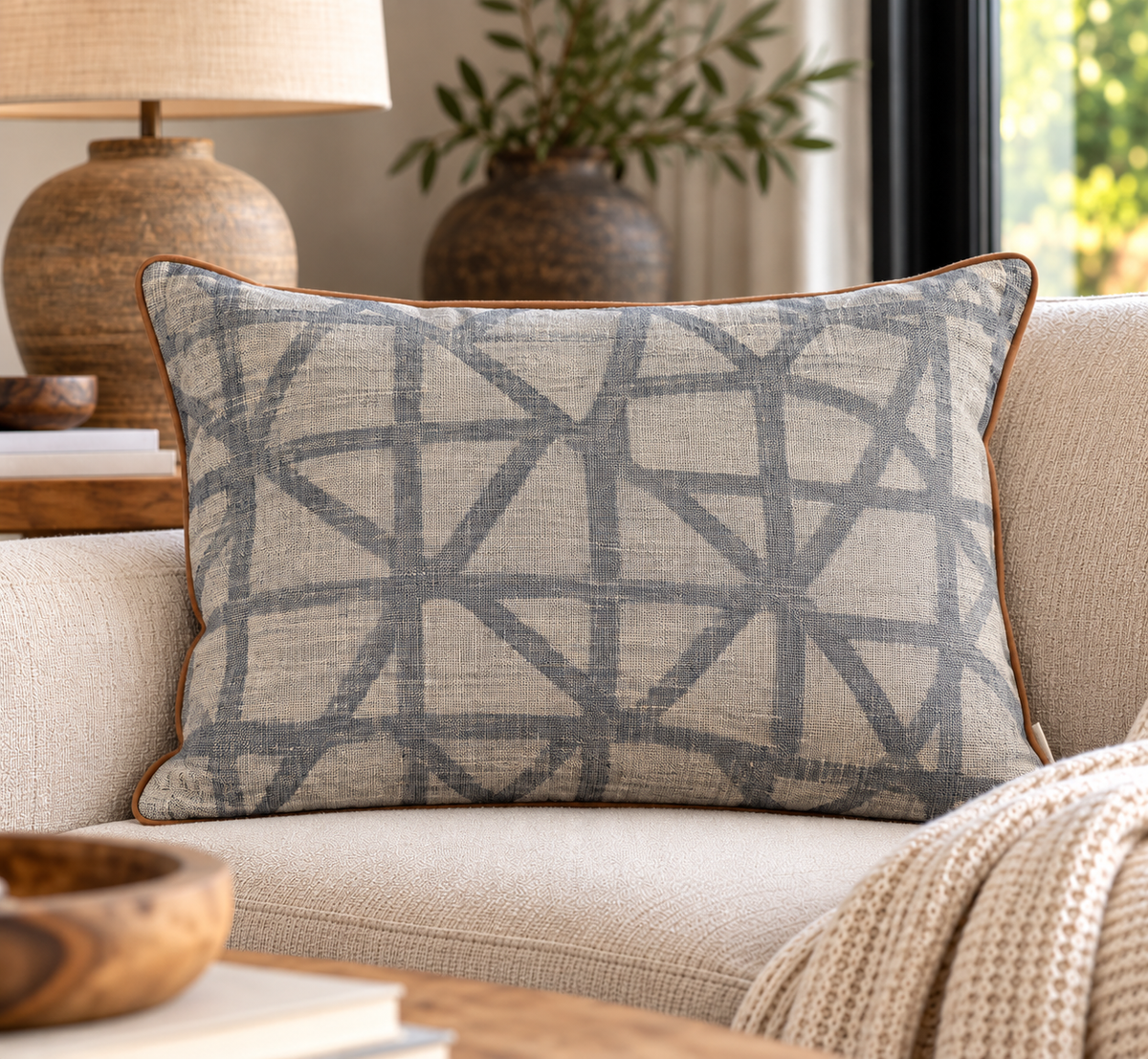 Housse de coussin en pagne tissé - Collection Blue