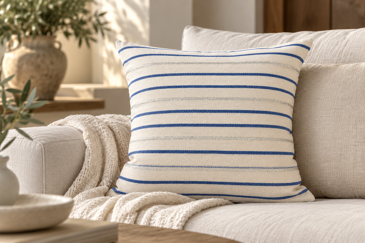 Housse de coussin en pagne tissé - Collection Blue