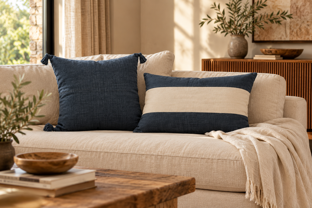 Housse de coussin en coton bio - Divers coloris M