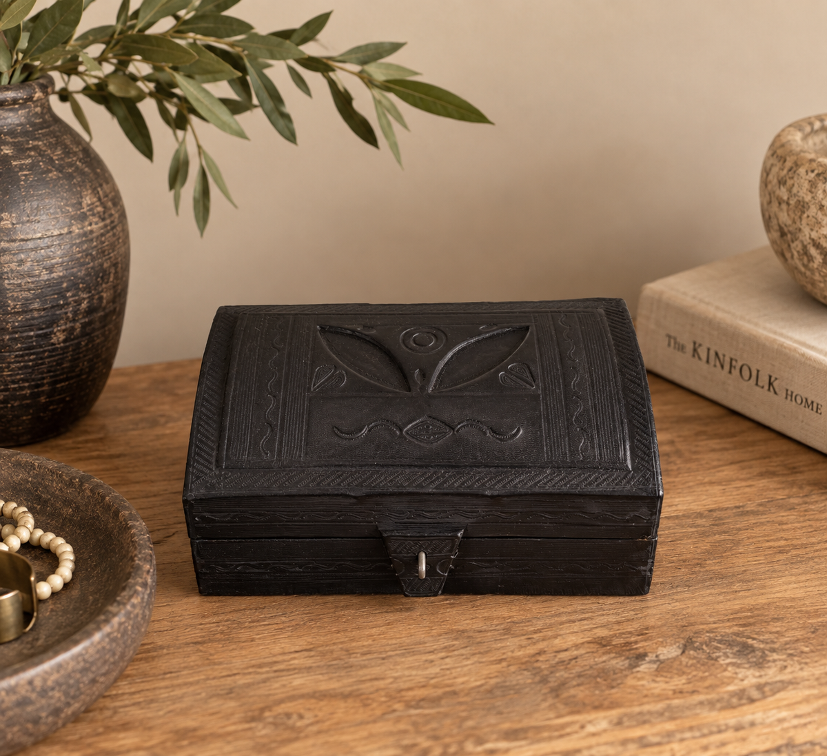 Coffret de rangement rectangulaire en cuir – Petit modèle