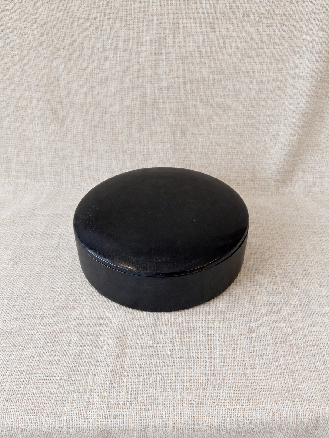 Boite de rangement ronde en cuir - Modèle lisse - Grand modèle