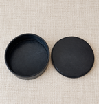 Boite de rangement ronde en cuir - Modèle lisse - Grand modèle