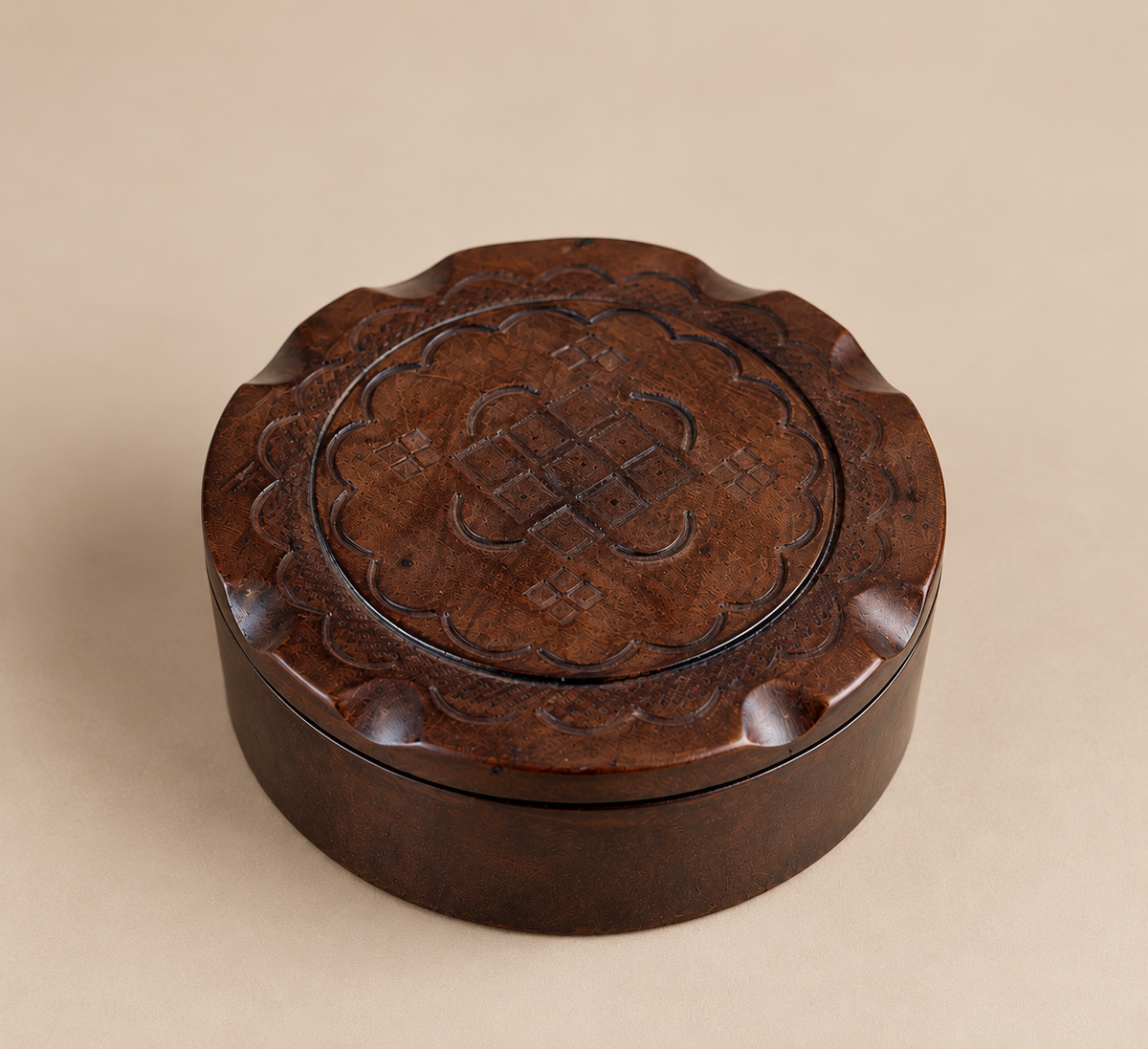 Boite de rangement ronde en cuir - Modèle martelé
