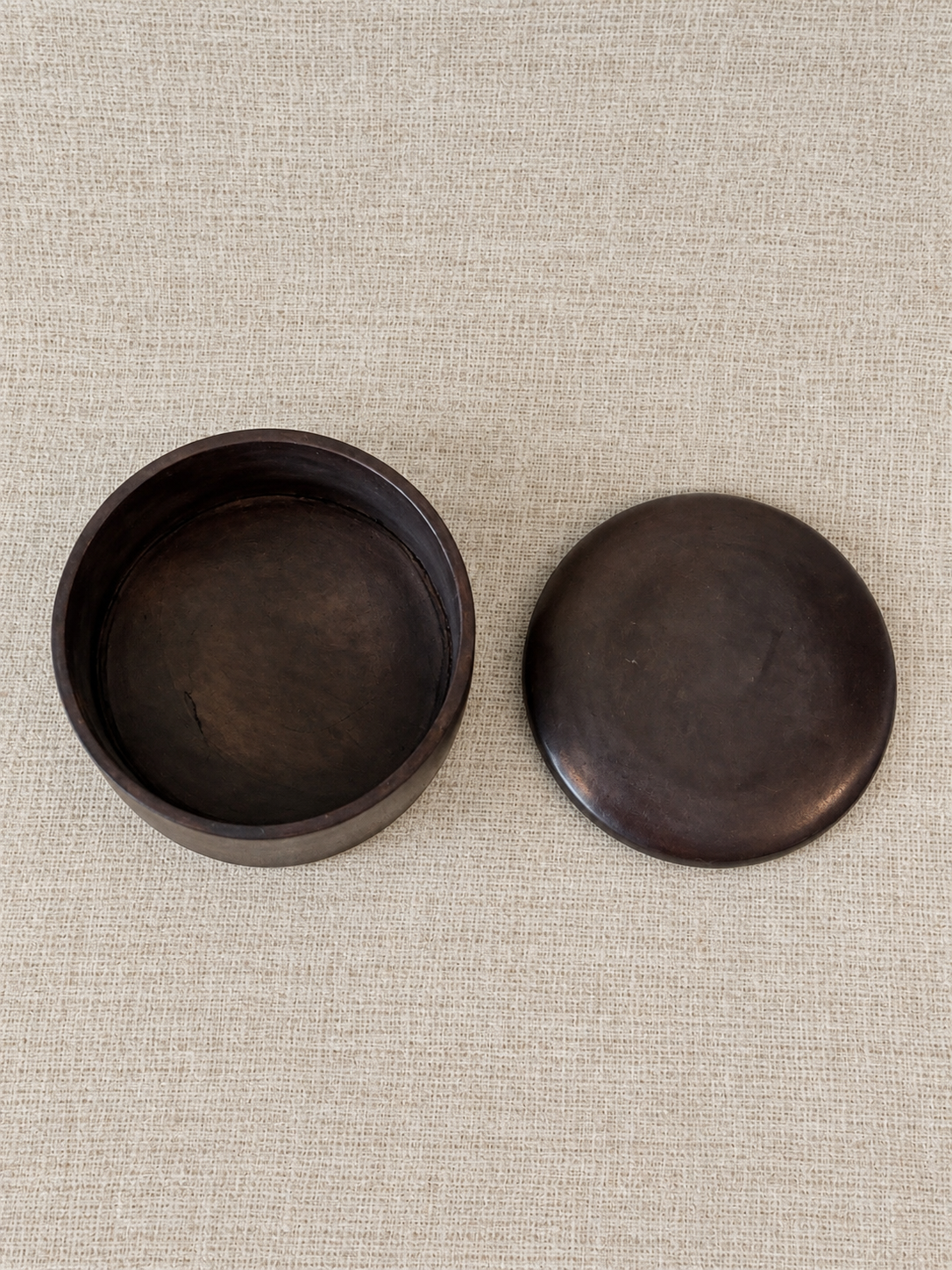Boite de rangement ronde en cuir - Modèle lisse - Petit modèle