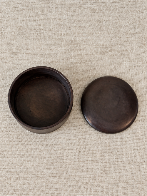 Boite de rangement ronde en cuir - Modèle lisse - Petit modèle