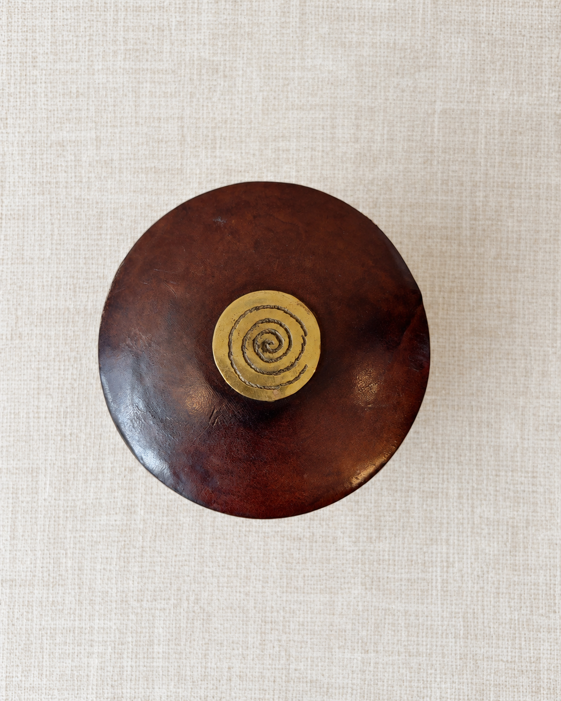 Boite de rangement en cuir avec dorure - Grand modèle