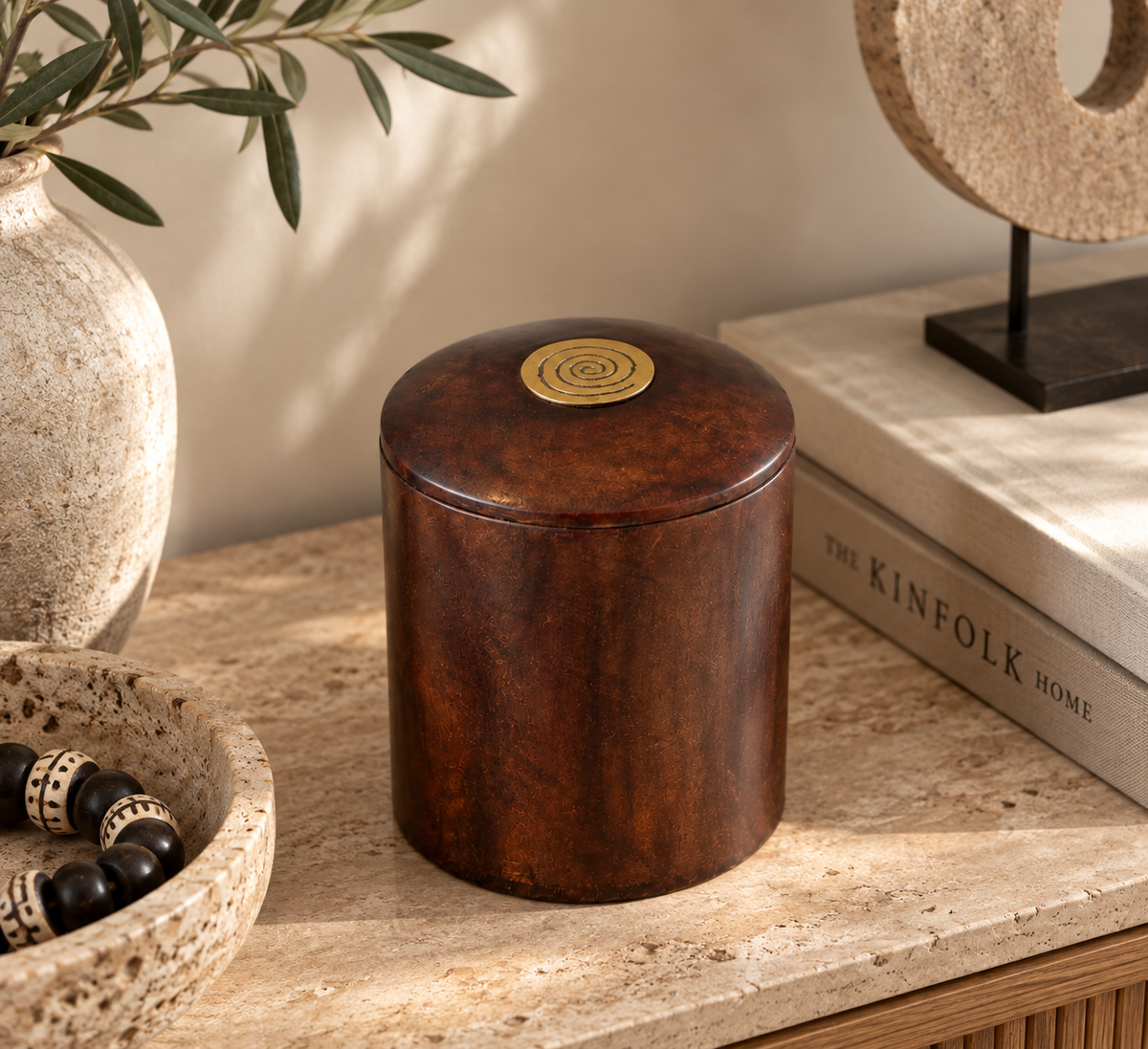 Boite de rangement en cuir avec dorure - Grand modèle