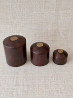 3 boites de rangement en cuir avec dorure - Poupée russe
