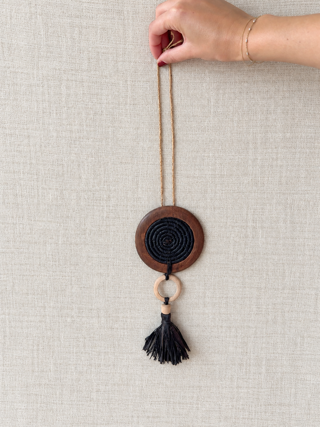 Décoration murale en fibres naturelles noires enfant