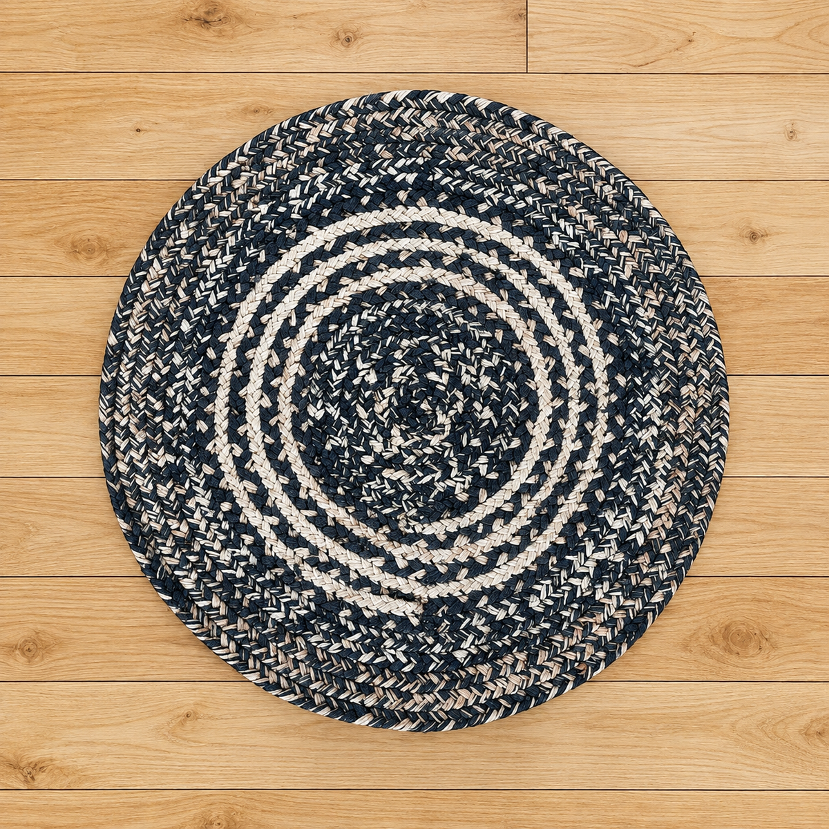 Tapis rond enfant – noir & naturel