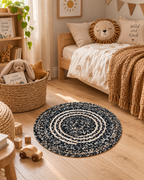 Tapis rond enfant – noir & naturel