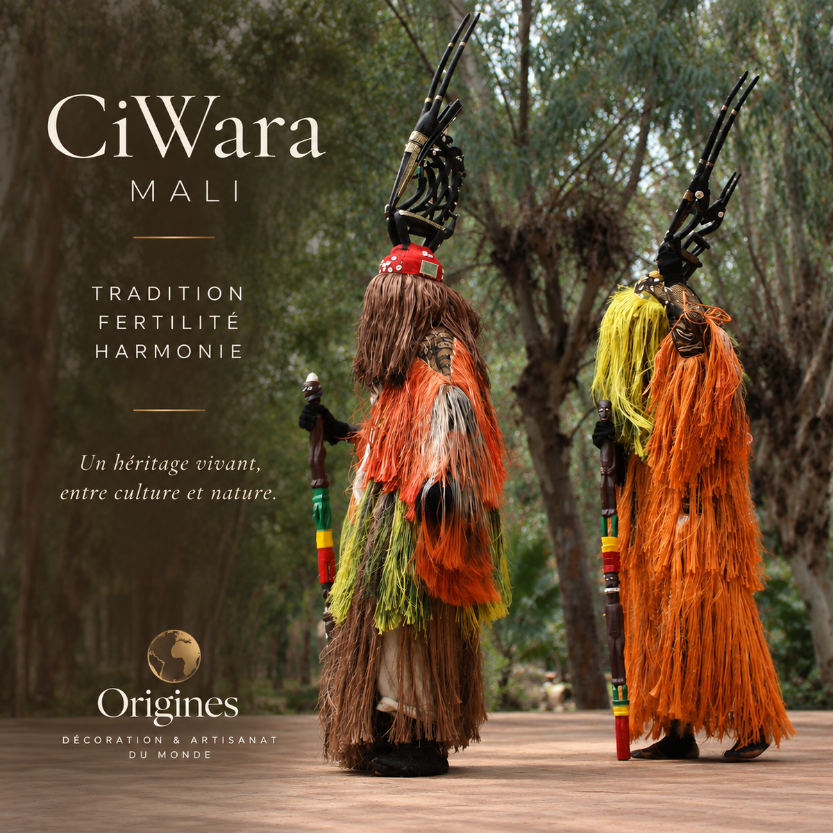 Cimier Ciwara féminin avec son petit
