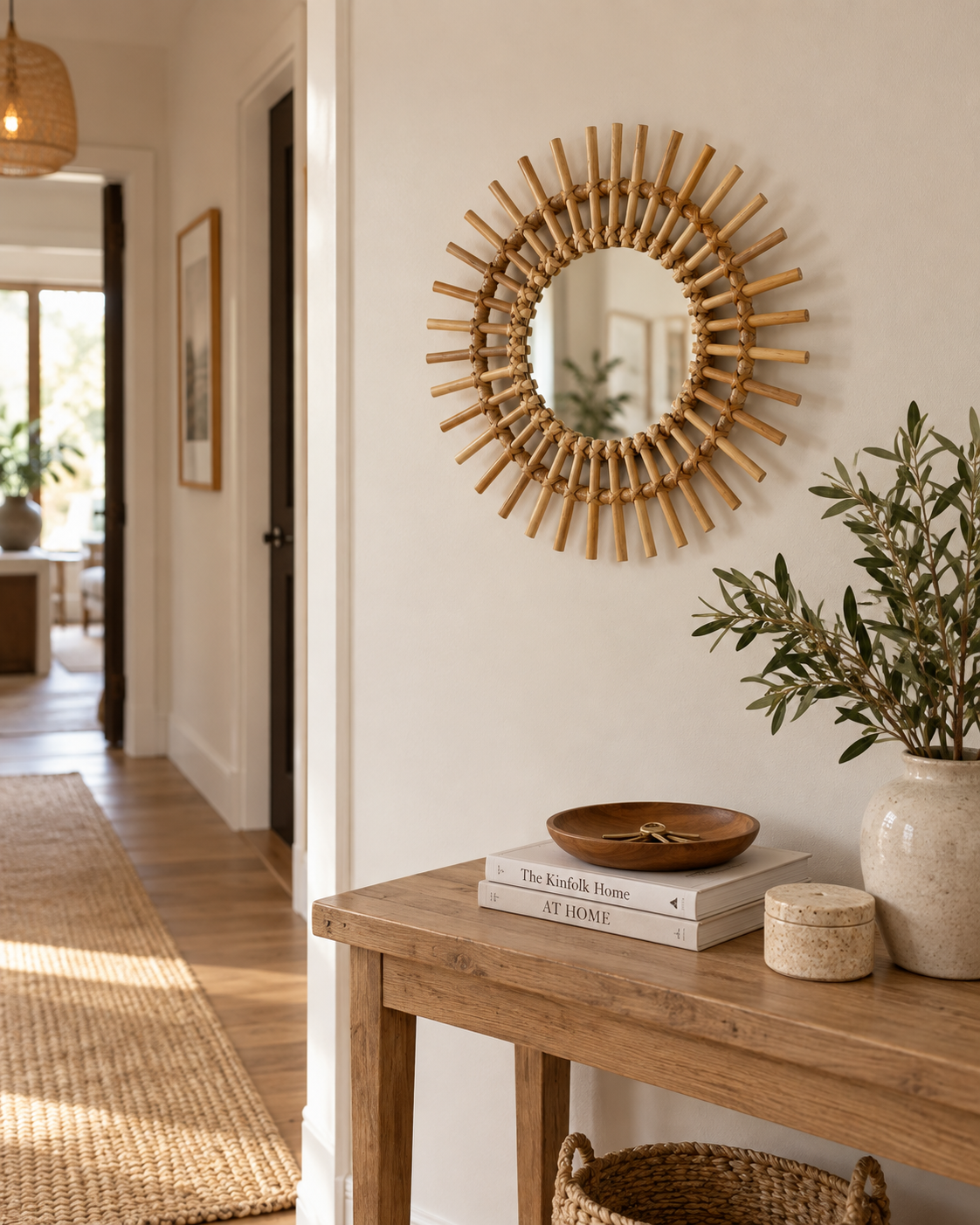 Miroir en rotin – Petit modèle