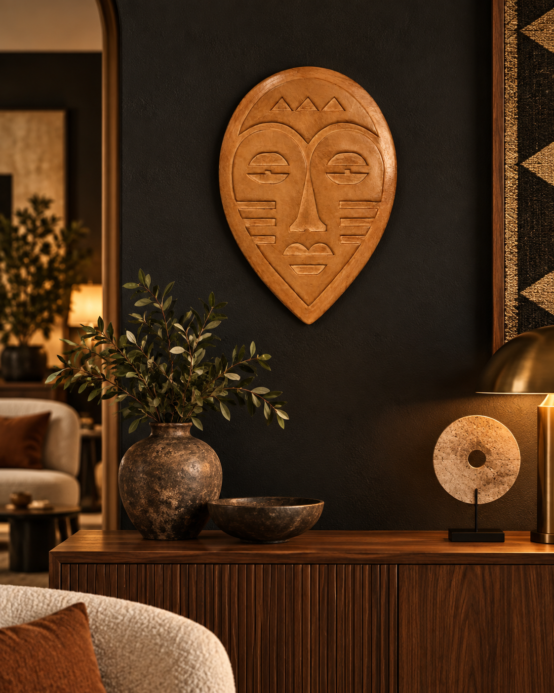 Masque en cuir naturel – Forme goutte