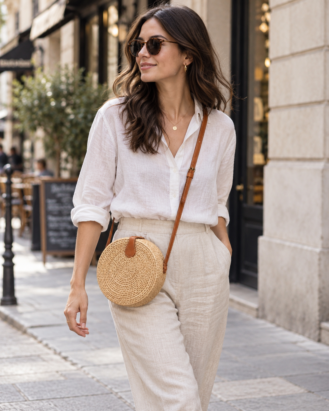 Sac rond en rotin Ata – Modèle L