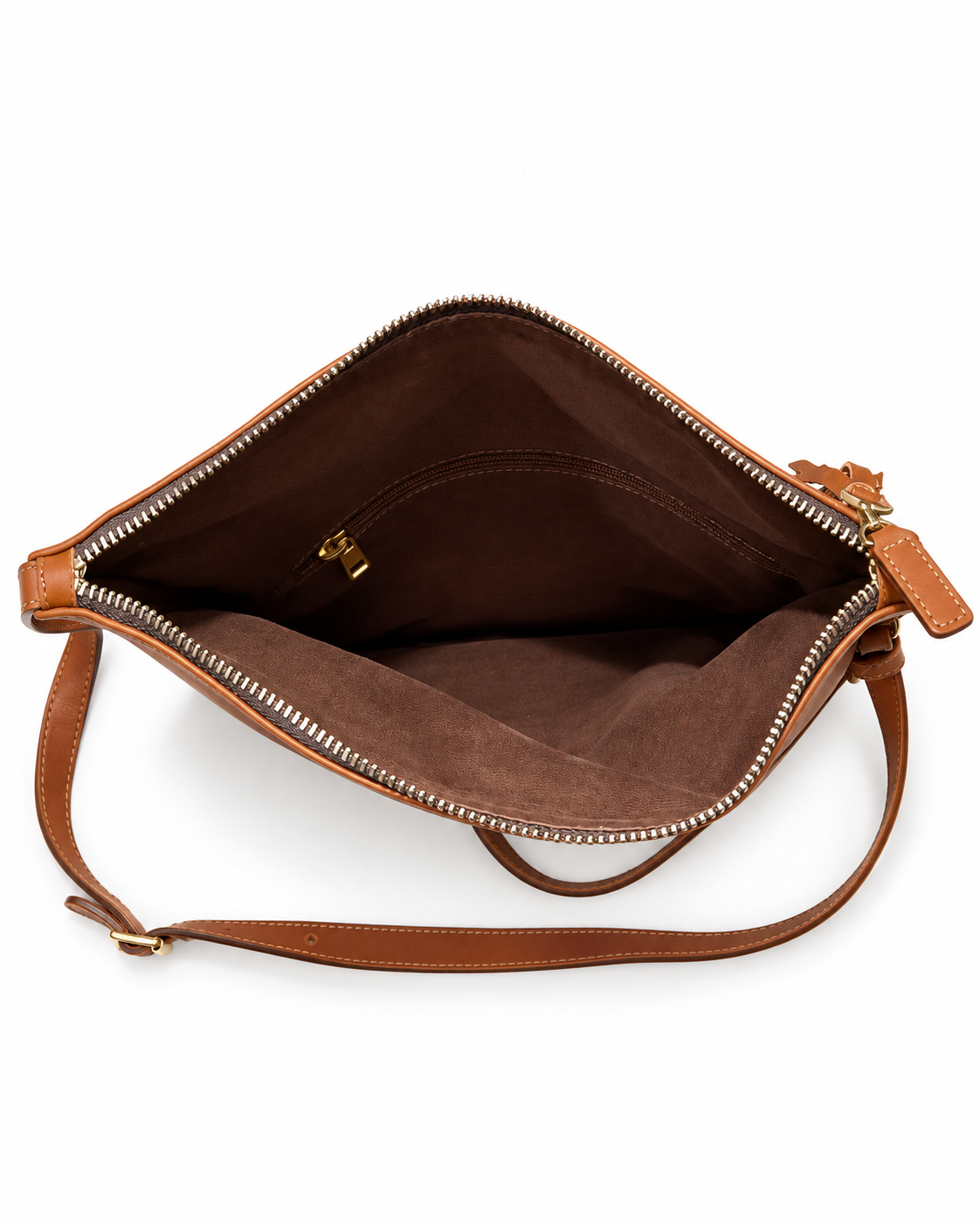 Sac bandoulière en pagne tissé et cuir camel – écru et noir