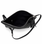 Sac bandoulière en pagne tissé et cuir noir – noir