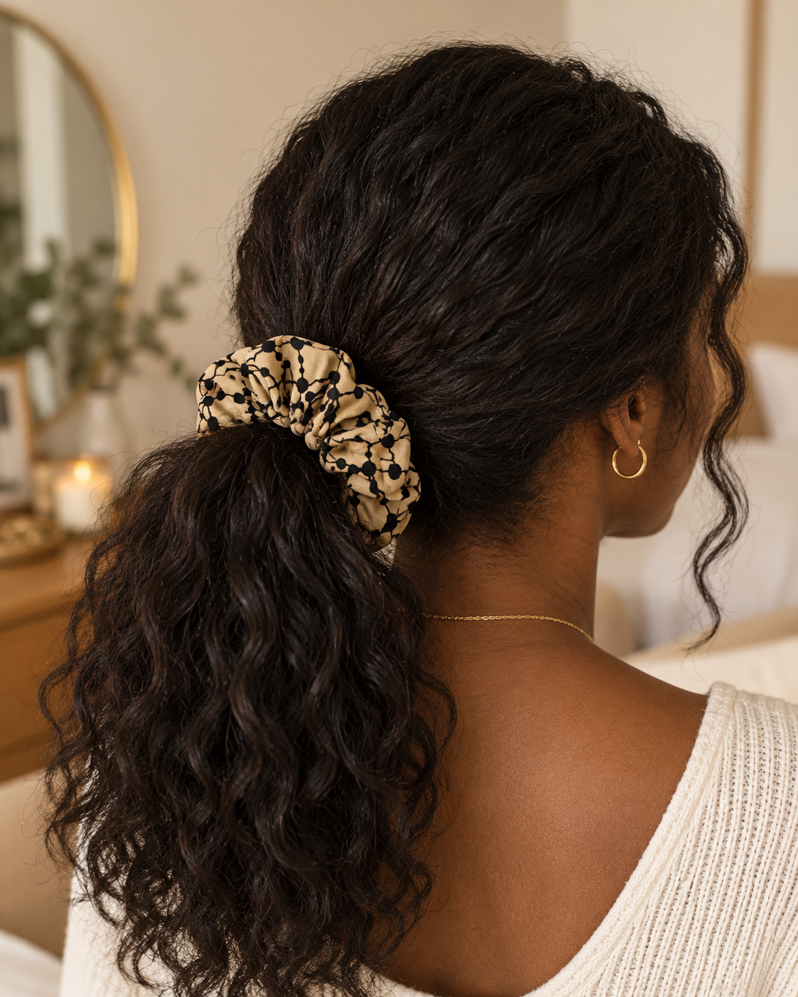 Chouchou beige et noir