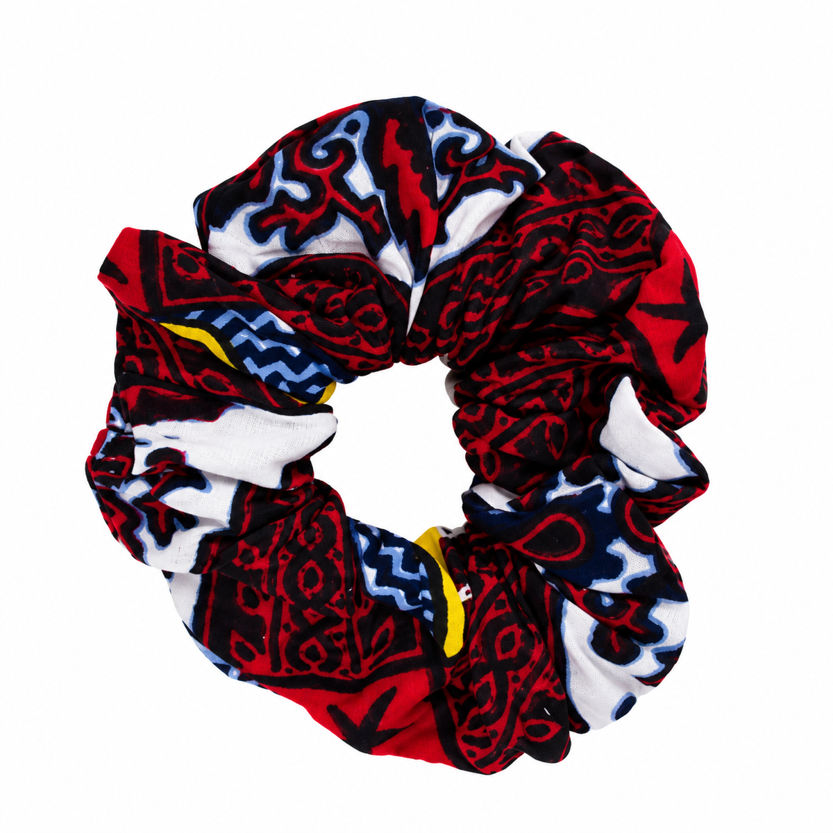 Chouchou rouge, noir, bleu et blanc