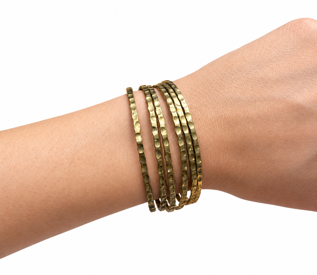 Bracelet manchette en bronze martelé