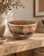 Calebasse ancienne en bois peint