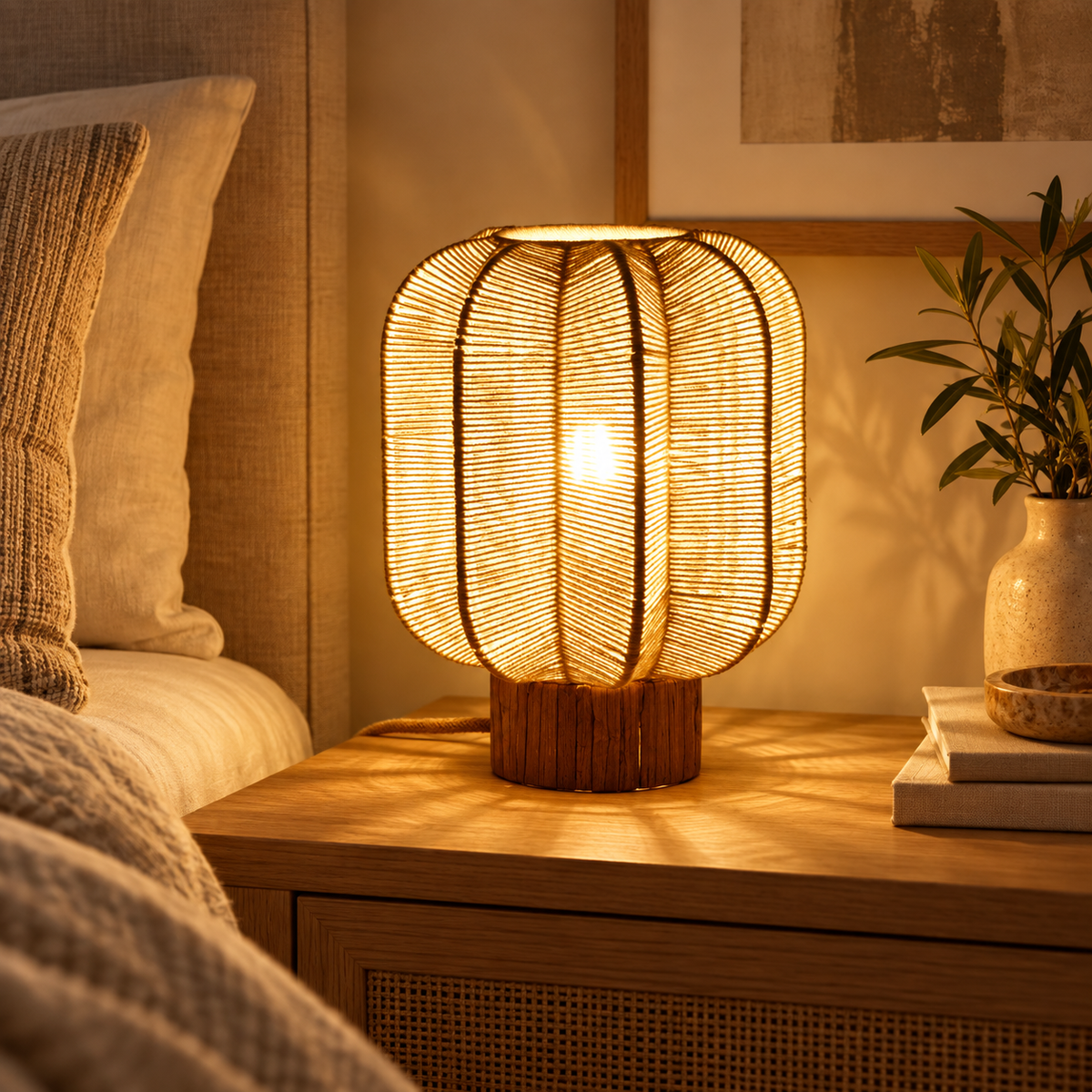 Lampe de table en corde de coton