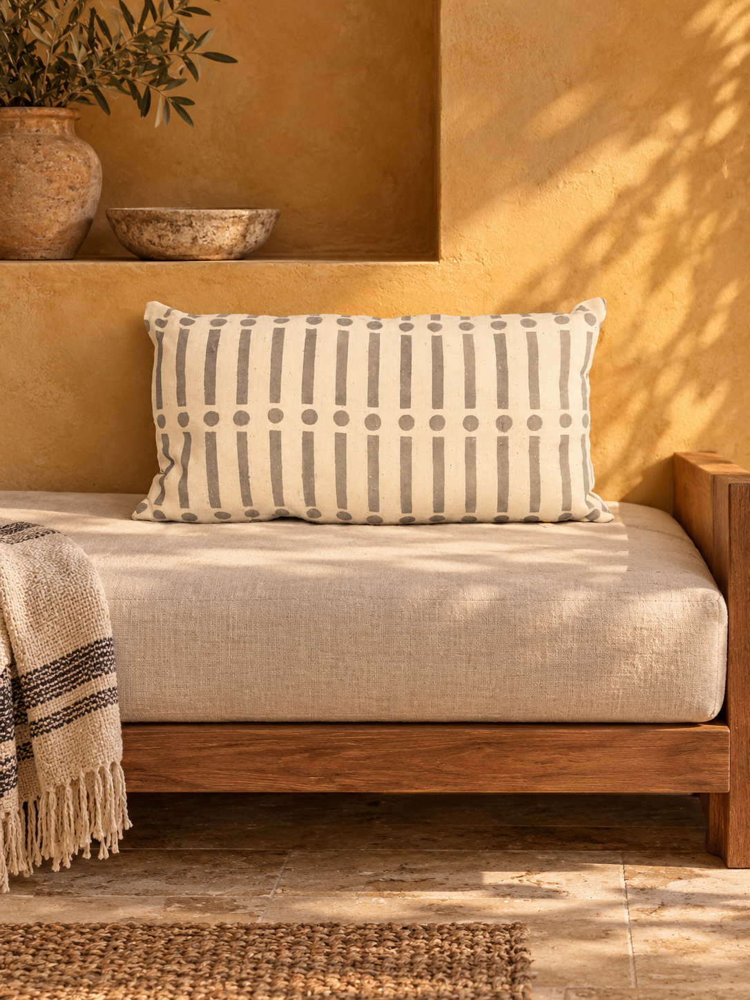Coussin en coton naturel fait main - Rectangle