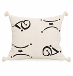 Coussin crème en coton naturel à dessins noir