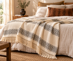 Plaid en coton naturel fait main - XL