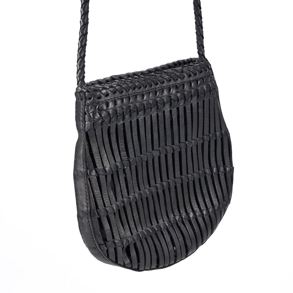 Sac bandoulière Sling en cuir - Noir - 20 cm