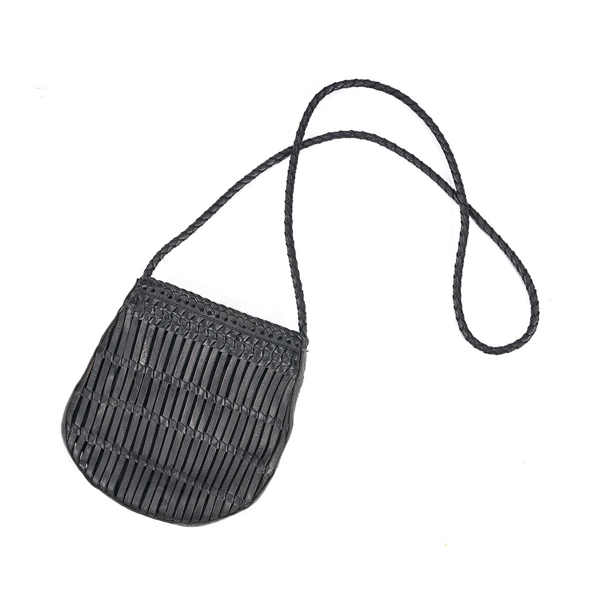 Sac bandoulière Sling en cuir - Noir - 20 cm
