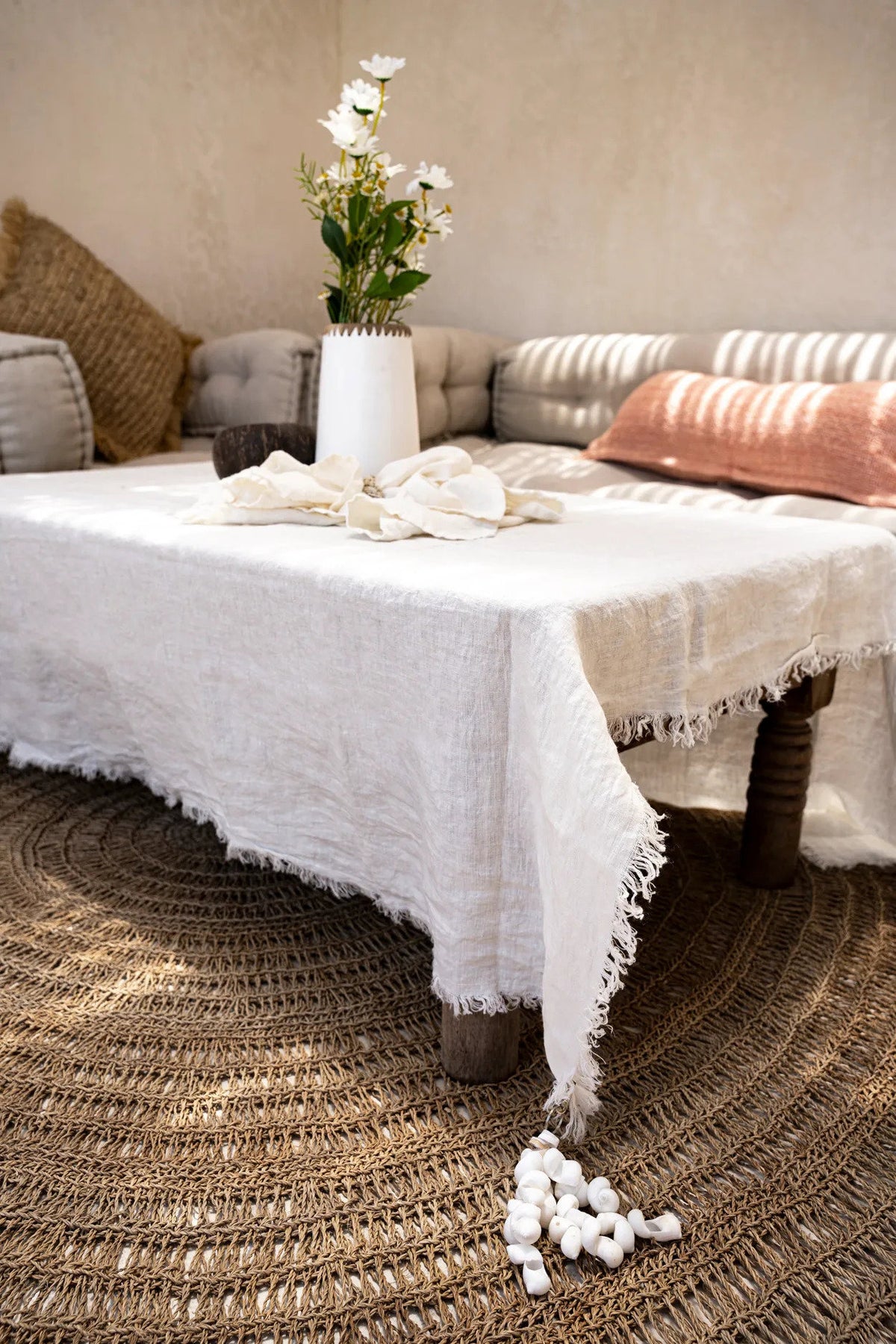 Tapis rond en fibres naturelles