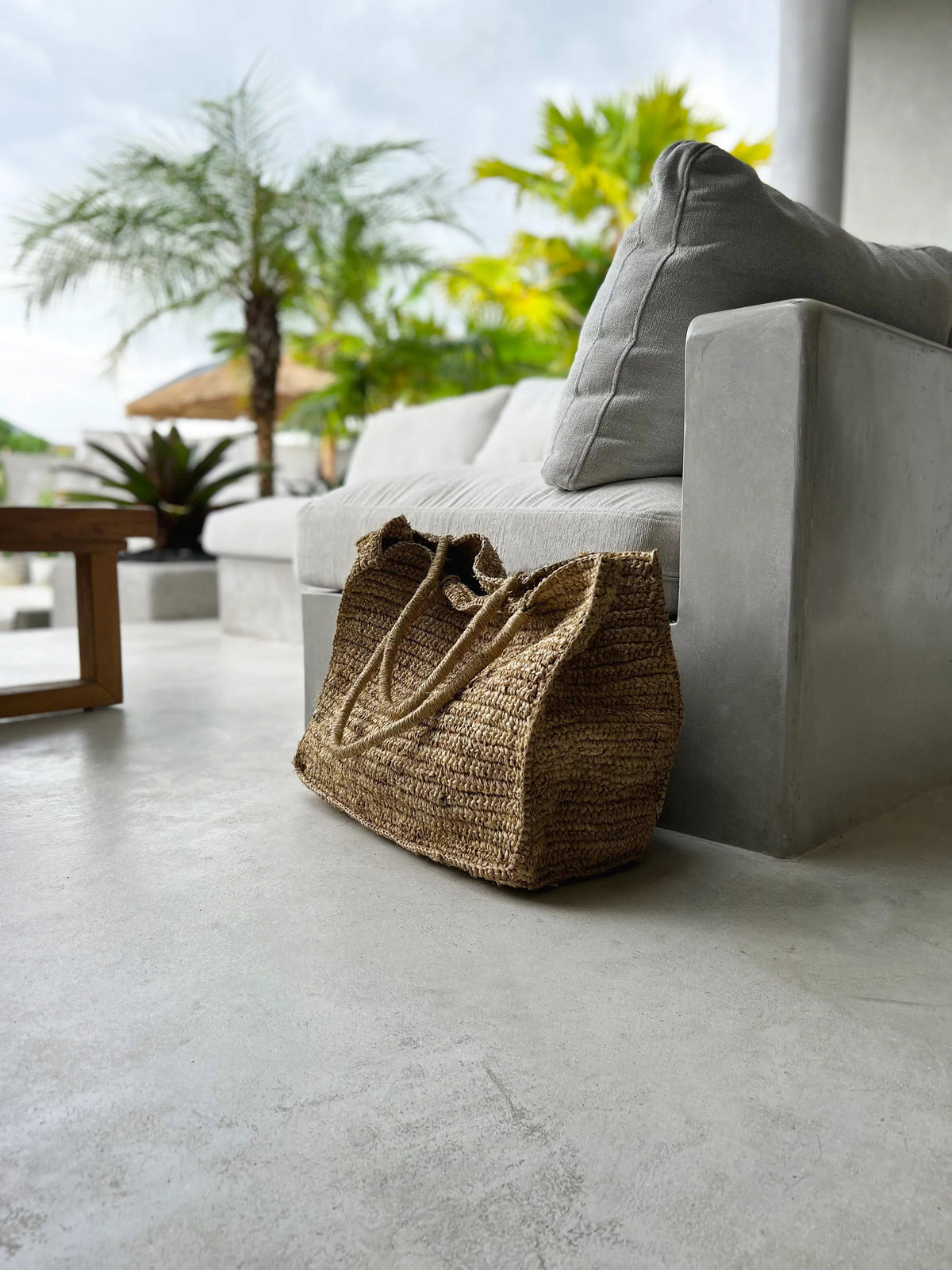 Sac cabas Ti Amo en raphia - Naturel - 50 cm